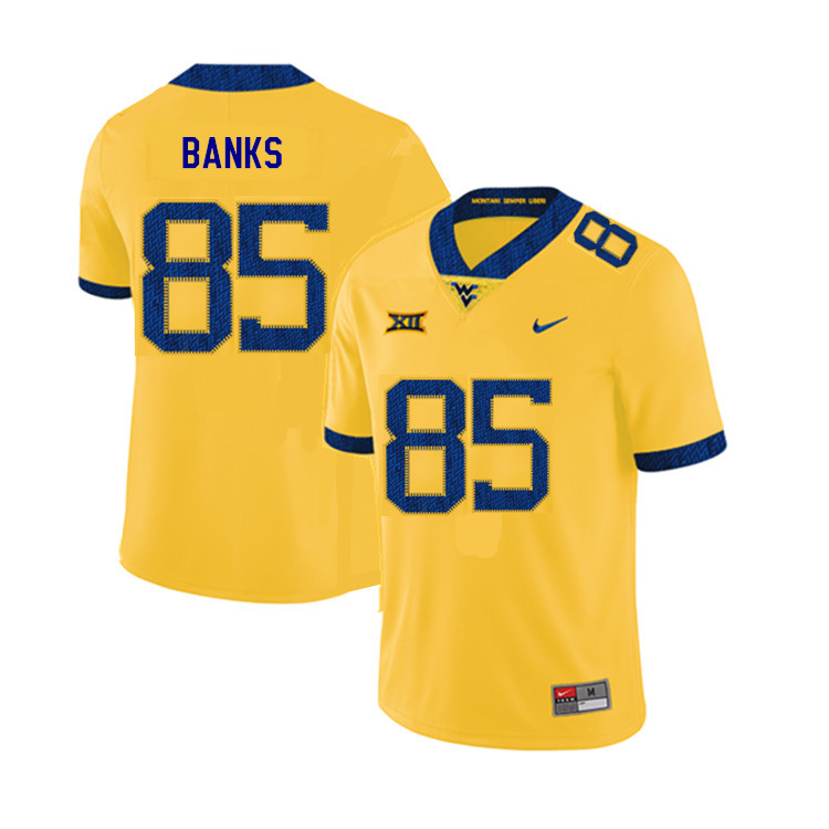 NCAA Men's T.J. Banks West Virginia Mountaineers Yellow #85 Nike Stitched Football College 2019 Authentic Jersey IL23G80TK